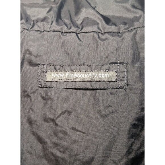 Free Country Vest Mens Medium Black Gray Reversible Fleece Nylon Full Zip - Picture 8 of 9